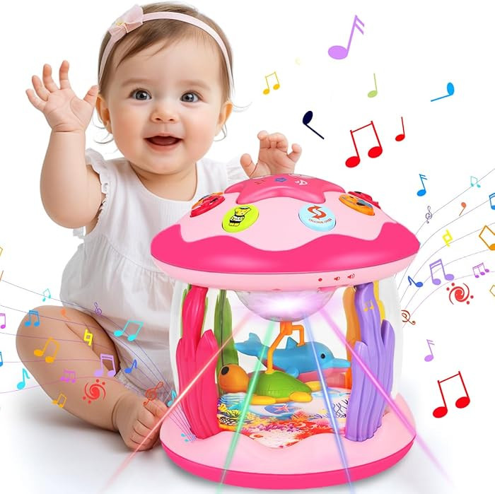 Baby Girl Toys 6-12 Months: Babies Ocean Rotating Light Up Musical Toys 12-18 Months Crawling Lea... | Amazon (US)