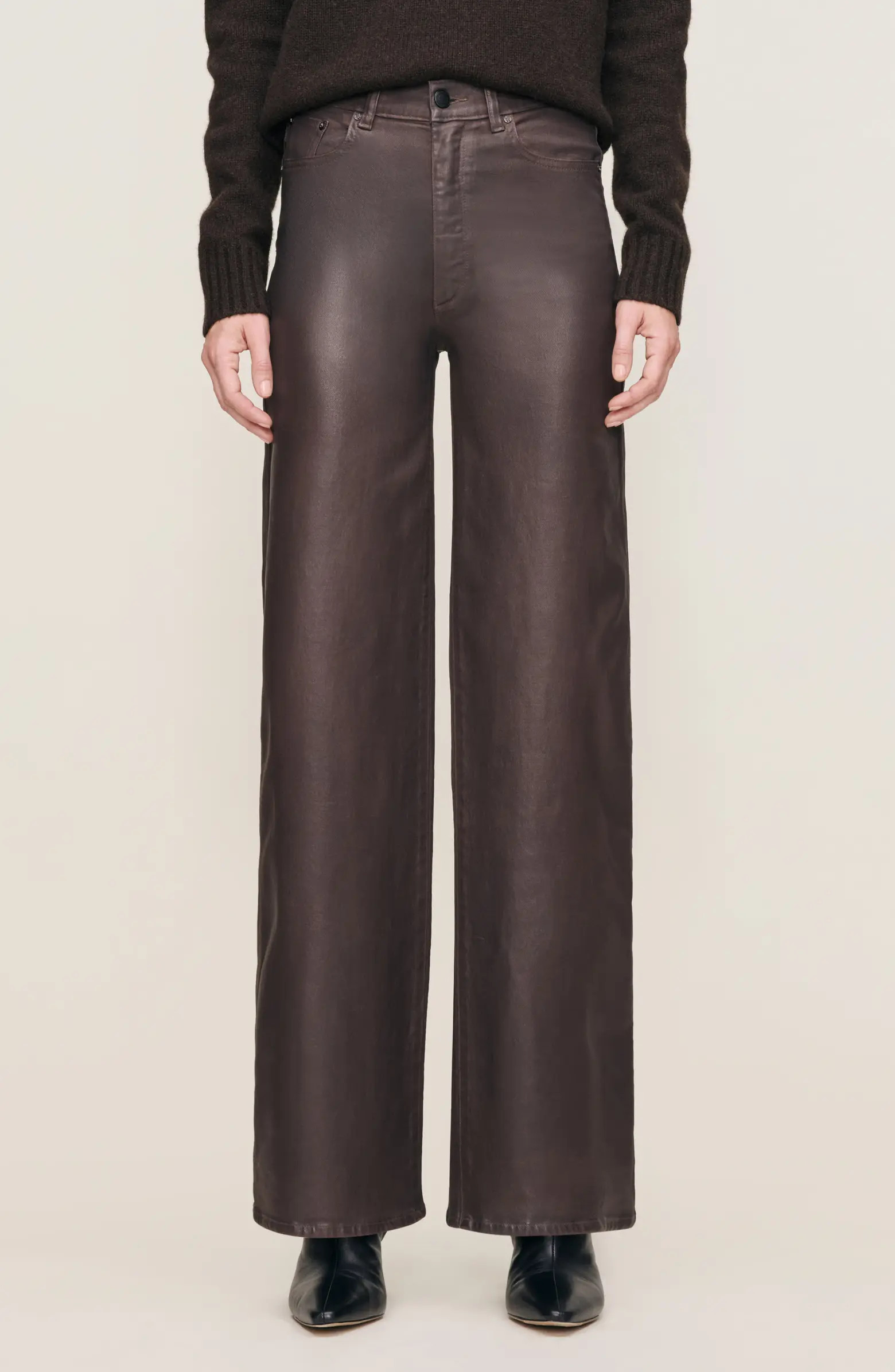 Hepburn Coated High Waist Wide Leg Jeans | Nordstrom