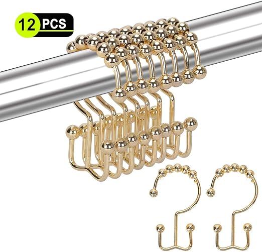 Yapicoco 12PCS Shower Curtain Hooks Rings, Double Glide Rust-Resistant Shower Curtain Rings for B... | Amazon (US)