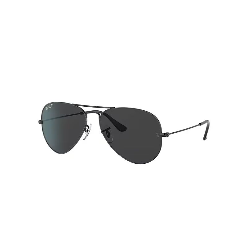 Ray-Ban Sunglasses Unisex Aviator Total Black - Black Frame Black Lenses Polarized 58-14 | Ray-Ban (EU)