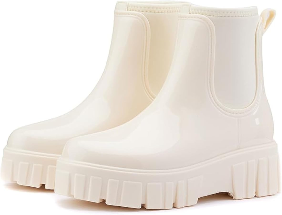 Gets Womens Rain Boots, Waterproof Platform Rubber Chelsea Rainboots, Comfortable Short Shoes Ank... | Amazon (US)