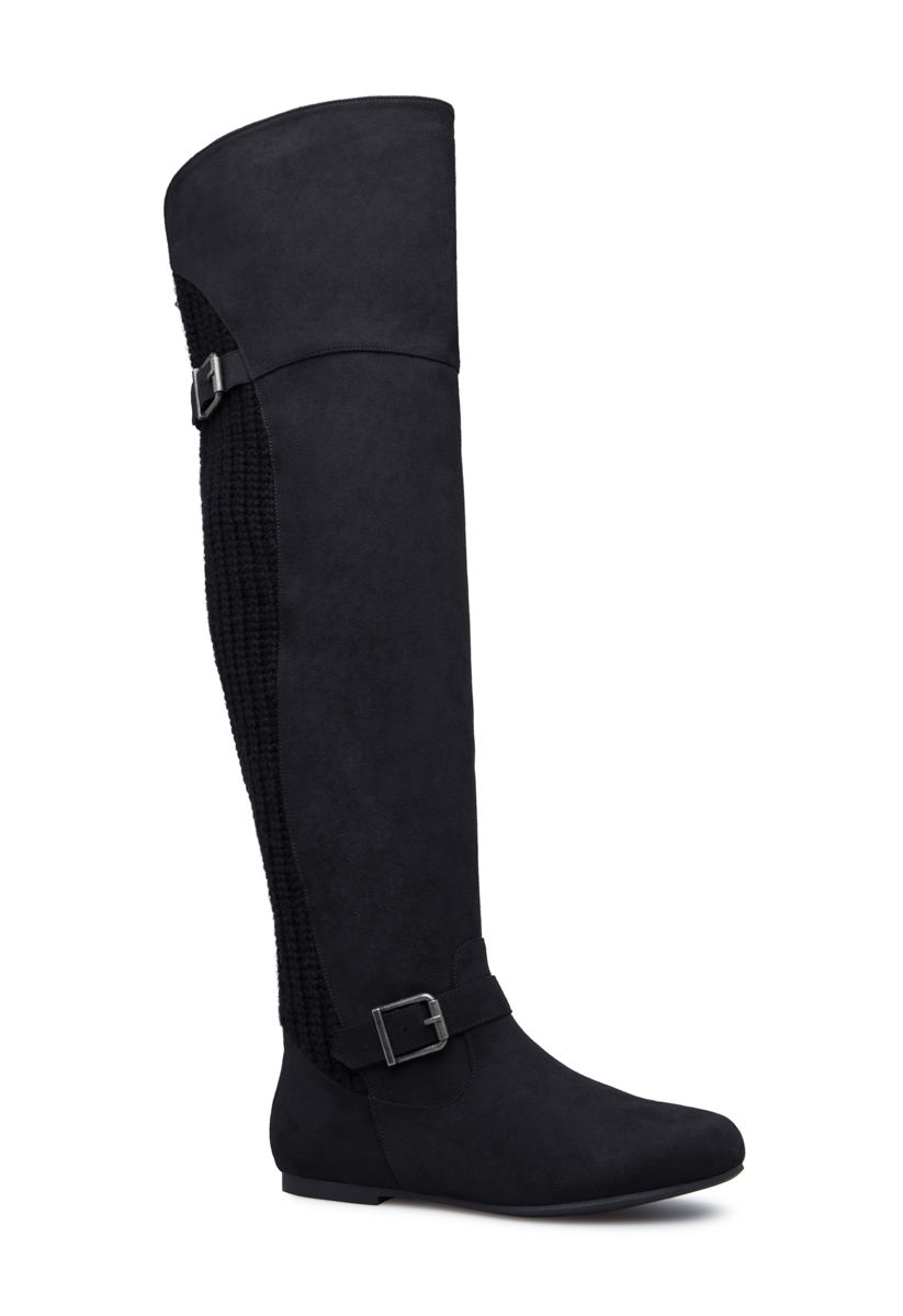 Shoedazzle Flat Boots Tashi Sweater Detail Boot Womens Black Size Standard | ShoeDazzle