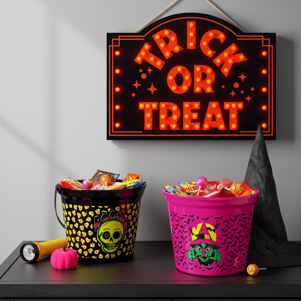 7.64" Witch Halloween Plastic Trick or Treat Pail Dark Pink - Hyde and EEK! Boutique™ | Target
