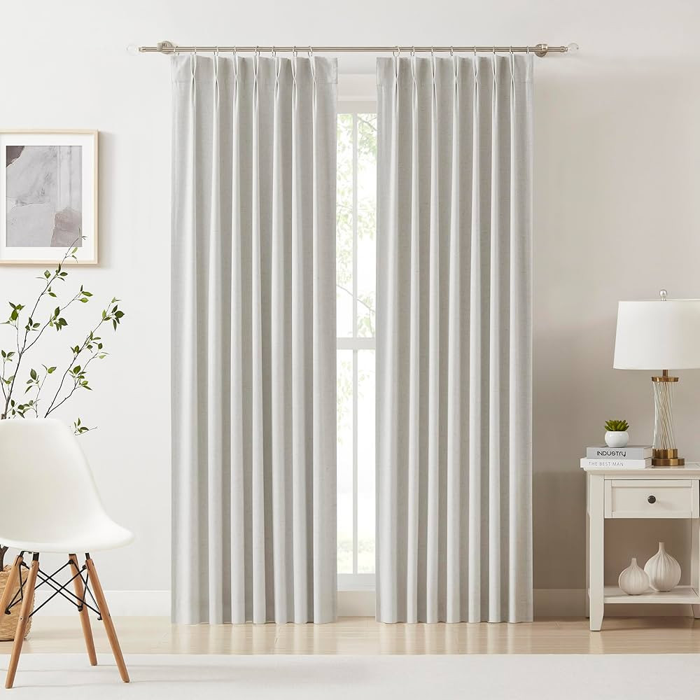 Kayne Studio Natural Linen Textured Pinch Pleated Drapes,Blackout and Thermal Insulated Noise Red... | Amazon (US)