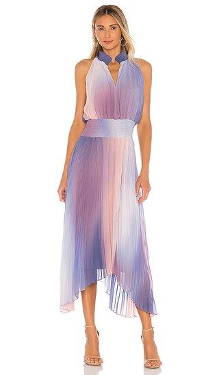 1. STATE Halter Neck Pleated Midi Dress in Purple. - size M (also in XXS) | Revolve Clothing (Global)