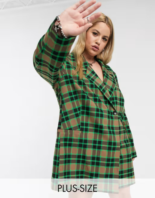 COLLUSION Plus boxy blazer dress in check | ASOS US