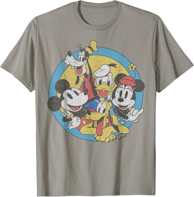 Disney Mickey and Friends Retro Group Shot T-Shirt | Amazon (US)