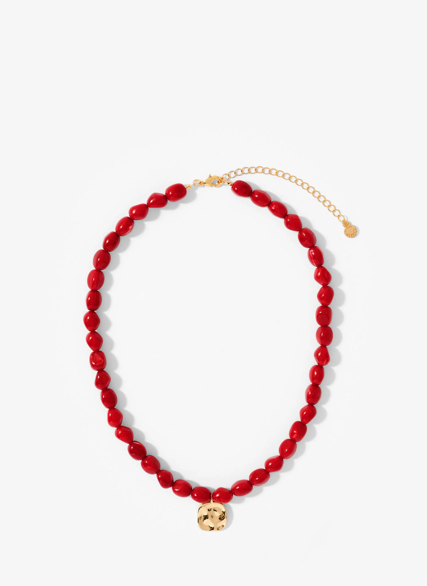 Red Beaded Charm Necklace | Mint Velvet