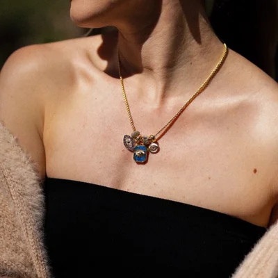 Evil Eye Charm Necklace - Lapis Evil Eye | BaubleBar