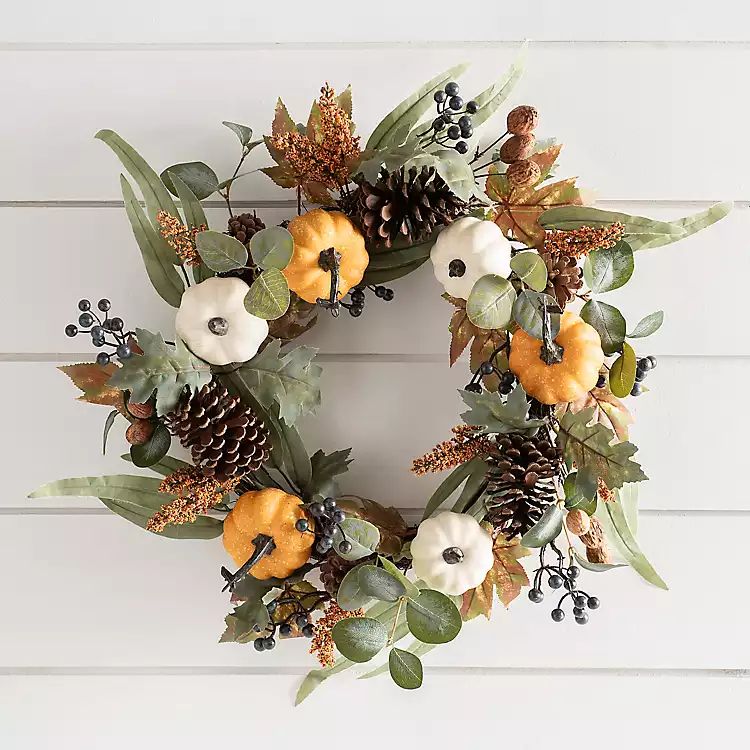 Navy Berry and Pumpkin Mix Wreath | Kirkland's Home