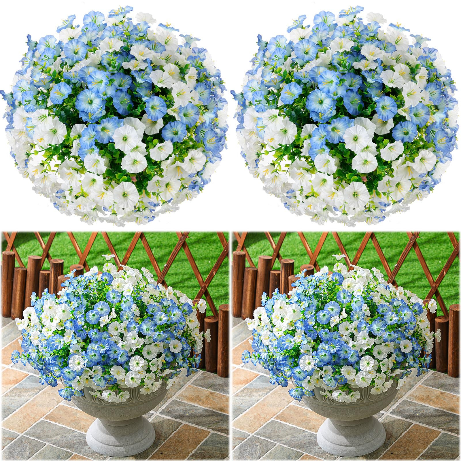 Hotop 20 Bundles Artificial Morning Glory Flowers for Outdoor Spring Summer UV Resistant Artifici... | Amazon (US)