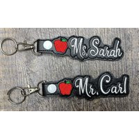Custom Teacher Apple Keychain, Teacher Gift, Bag Tag, Key Fob, Name Keychain, Personalized Gift | Etsy (US)