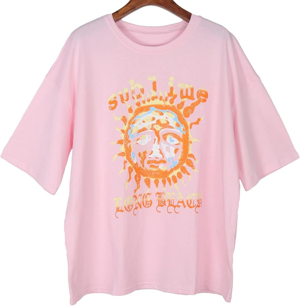 Fenxxxl Women's Short Sleeve Round Neck Oversized Shirt Graphic Tee Loose Casual Tshirt Tops | Amazon (US)
