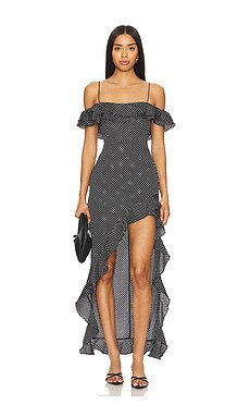 MORE TO COME Suzie Ruffle Maxi Dress in Black Multi from Revolve.com | Revolve Clothing (Global)