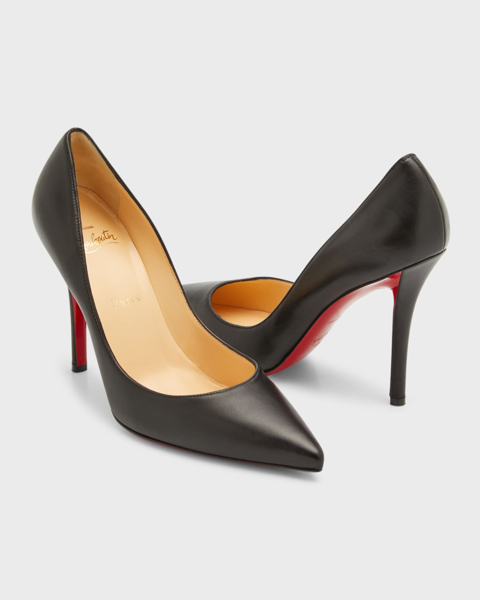 Christian Louboutin Apostrophy Leather Pointed Red-Sole Pumps | Neiman Marcus