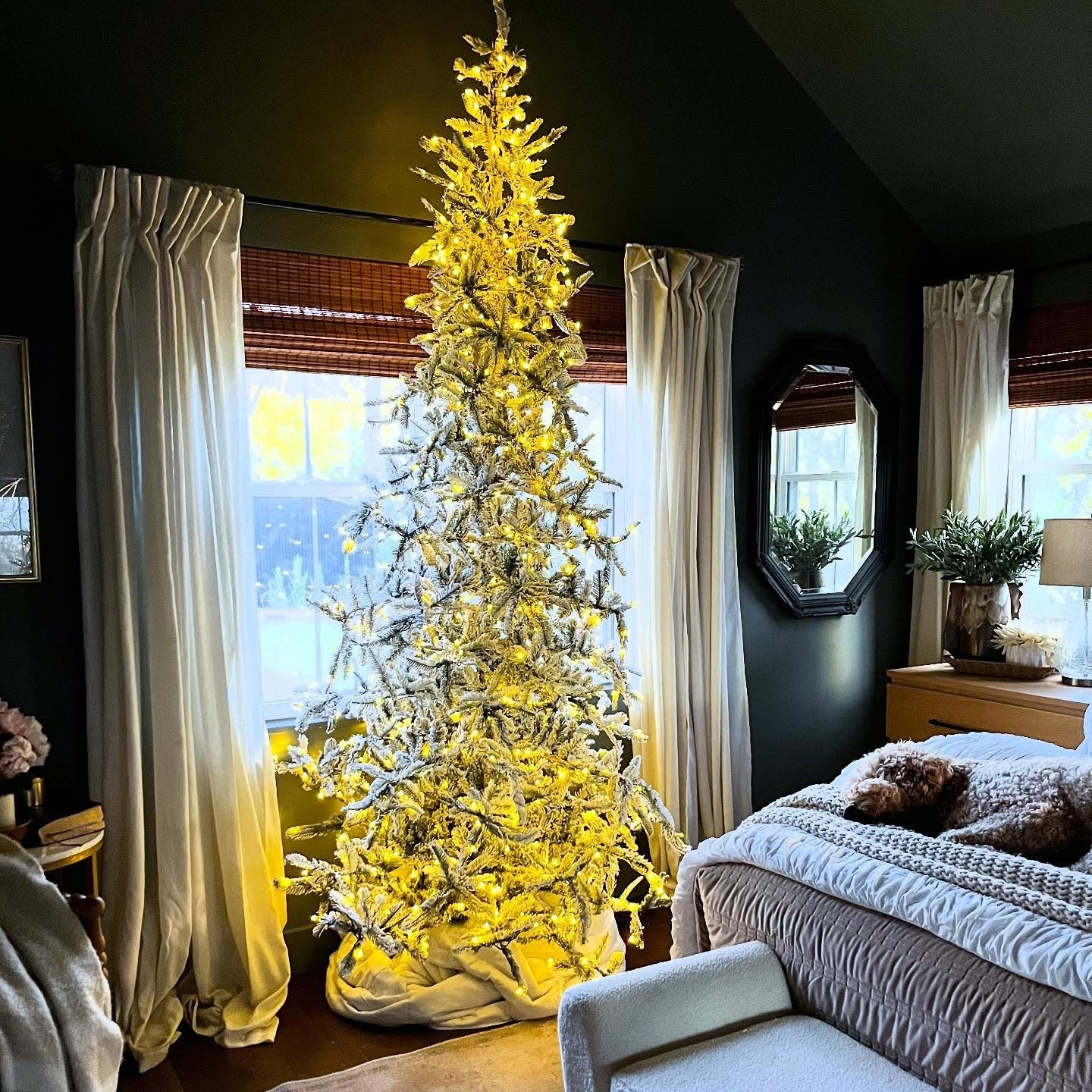 “Ain’t she a beaut Clark?!?!” This 9’ Noble is Christmas tree perfection & is my 3rd @kingofchristmas tree collaboration! She is so perfect as is I’ve not yet decided what she’ll be adorned with, maybe candles, maybe ribbons, maybe naked …. Stayed to find out!
#kingofchristmas #ginghamandpearl #christmastime #bedroomchristmastree #kingofchristmaspartner