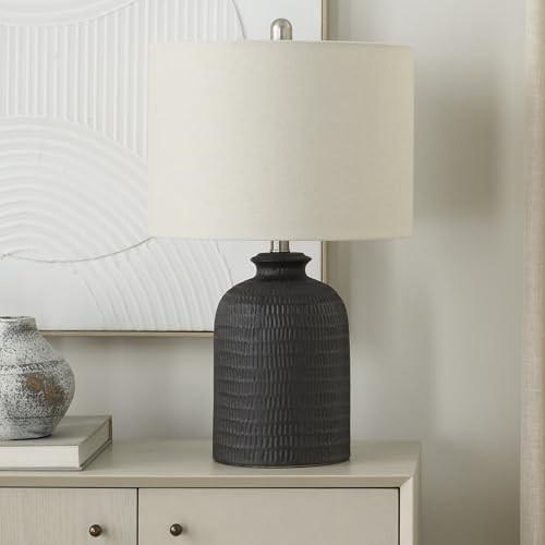 Nourison Home 24" Black ModernFarmhouse Honeycomb Textured Table Lamp for Bedside Table, Living R... | Amazon (US)