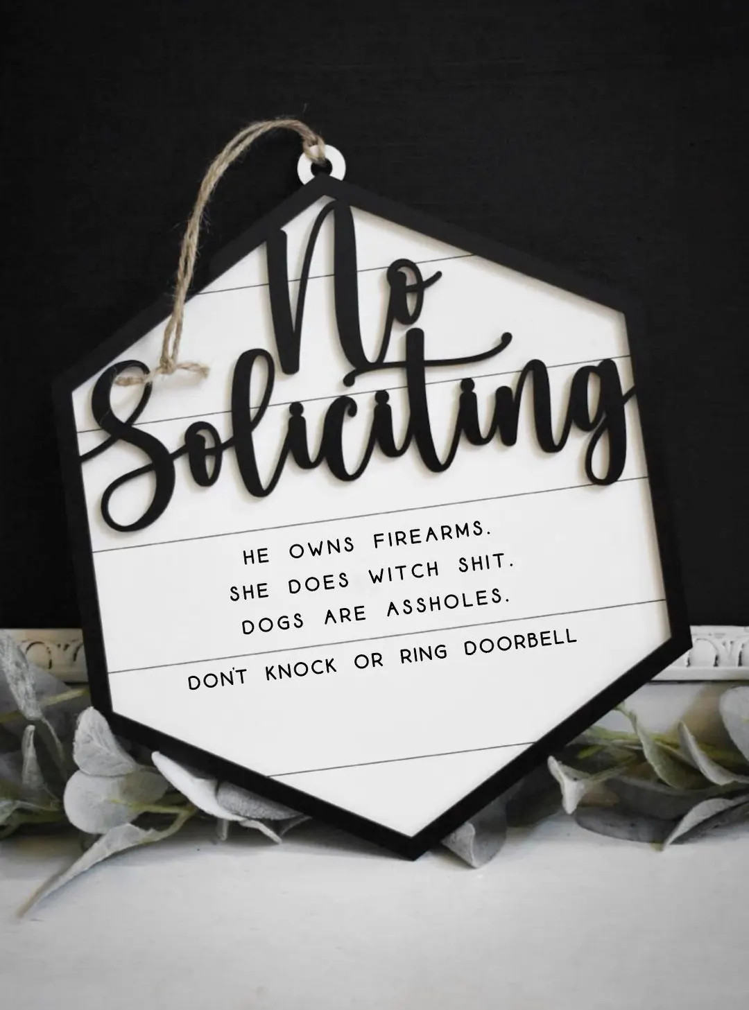 He Owns Firearms | She Does Witch Shit | Dogs Are Assholes | Do Not Knock or Ring Doorbell | Funn... | Etsy (US)