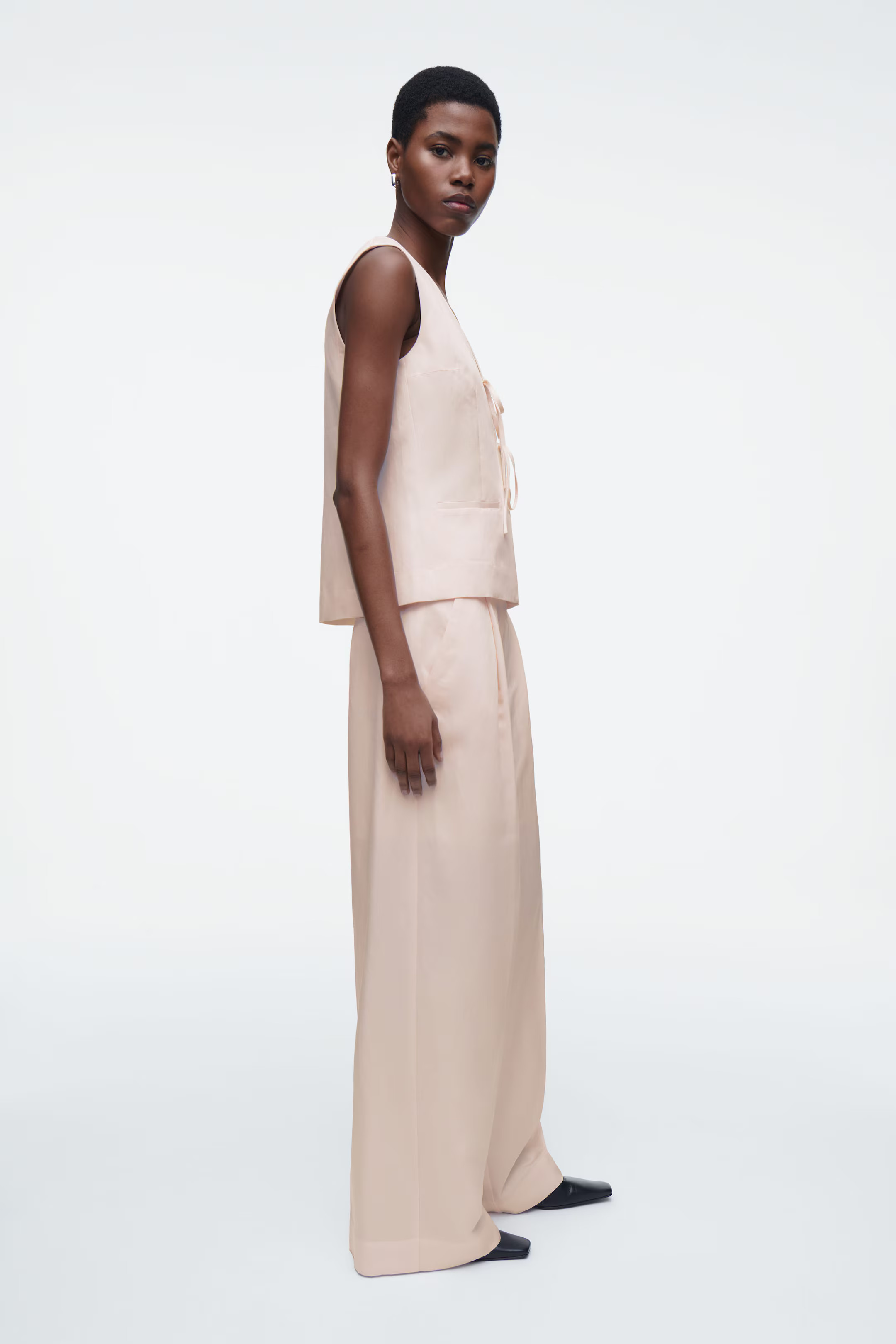 LINEN-BLEND TIE-FRONT WAISTCOAT - LIGHT PINK | COS DE | COS (EU)