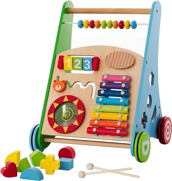 KIDDERY TOYS Baby Toys – Kids’ Activity Toy – Wooden Push and Pull Learning Walker for Boys... | Amazon (US)