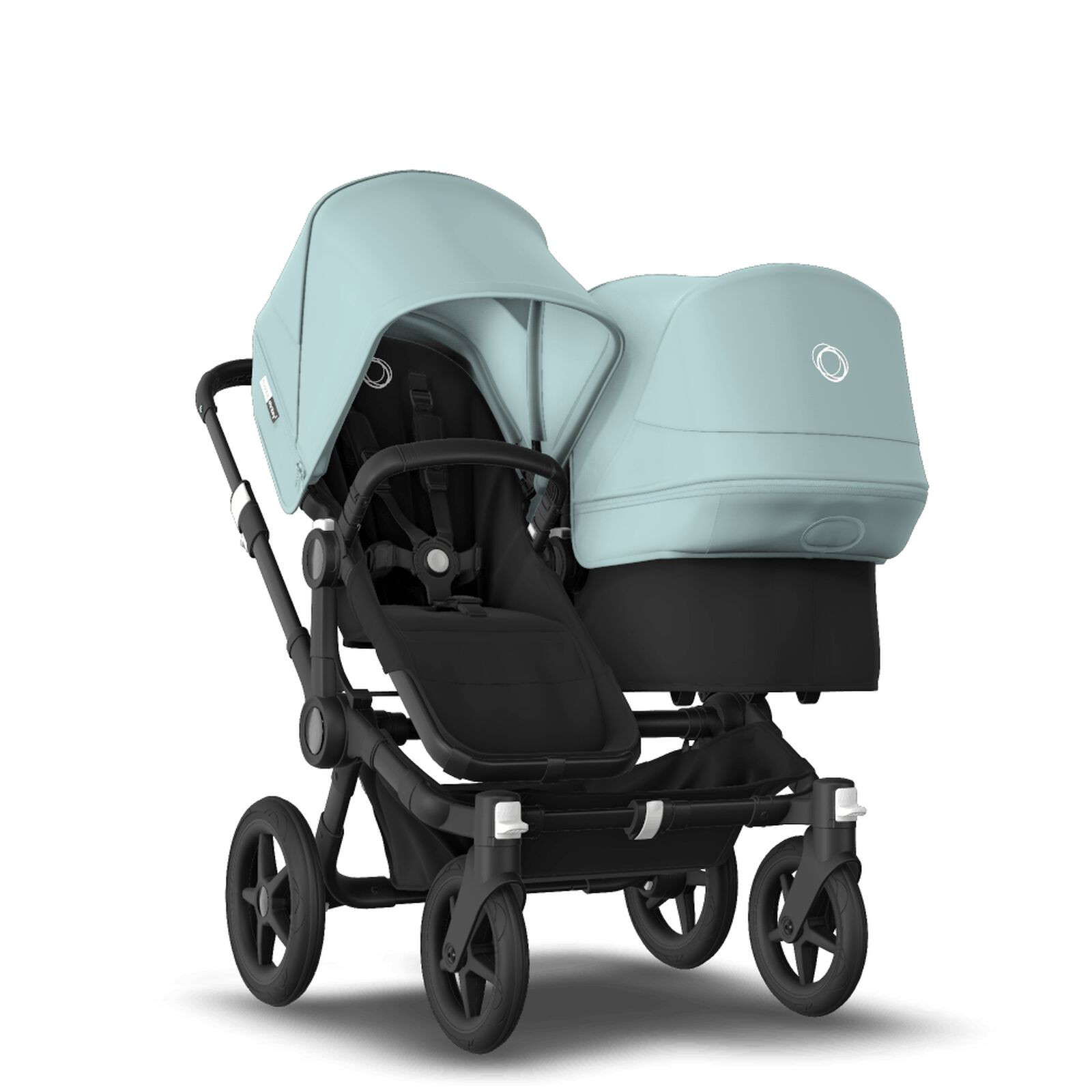 Poussette 2e âge et naissance Bugaboo Donkey 3 Duo Capote bleu vapeur, habillages noirs, châssi... | Bugaboo (FR)