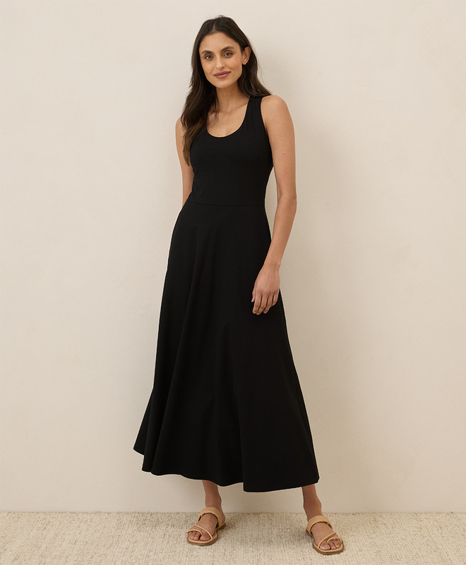Women’s Fit & Flare Open Back Maxi Dress made with Organic Cotton | Pact | Pact Apparel