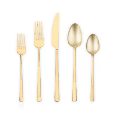 Studio 3B™ Almada 20-Piece Flatware Set in Gold | Bed Bath & Beyond | Bed Bath & Beyond