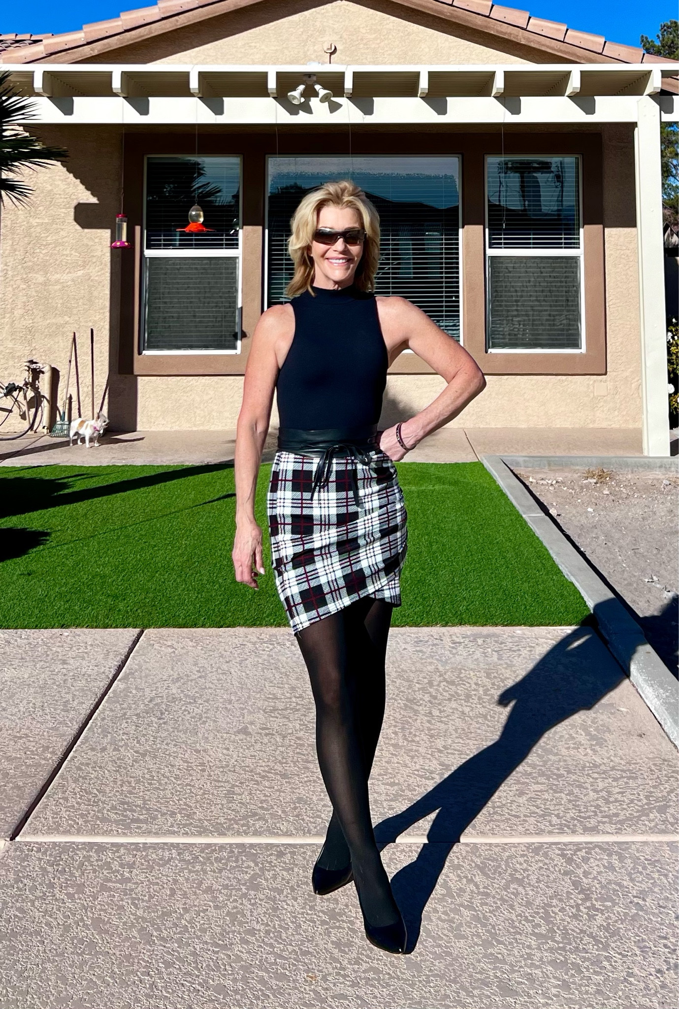 Plaid ruched asymmetrical high waisted mini skirt! This skirt is lighter weight with some stretch, is short but not TOO short. Form and function!

#LTKfindsunder50 #LTKstyletip #LTKover40