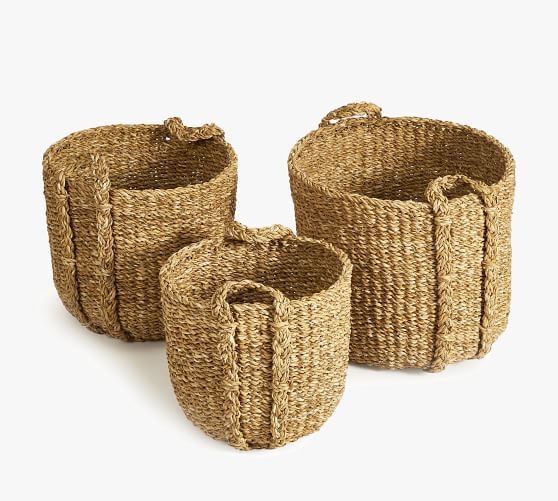 Andria Handwoven Seagrass Baskets - Set of 3 | Pottery Barn (US)