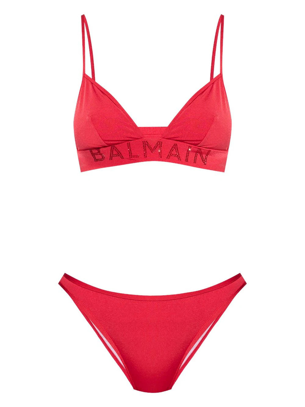 Balmain rhinestone-embellished bikini - Red | Farfetch Global