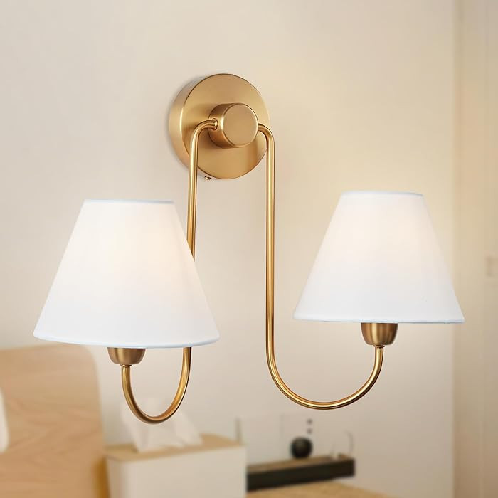 Contemporary Linen Shade Sconce, Stainless Steel, Oil Rubbed Bronze, Brass, White Linen Shade, Da... | Amazon (US)