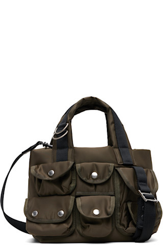 Khaki Small Nylon Tote | SSENSE