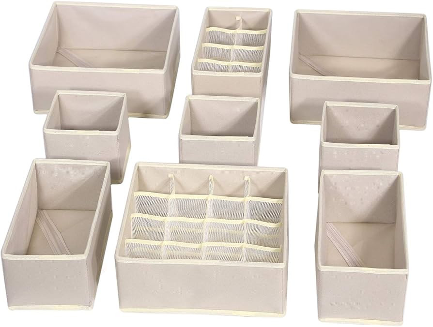 TENABORT 9 Pack Foldable Drawer Organizer Dividers Cloth Storage Box Closet Dresser Organizer Cub... | Amazon (US)