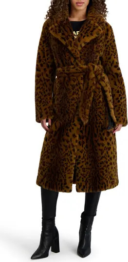 Leopard Print Faux Fur Wrap Coat | Nordstrom
