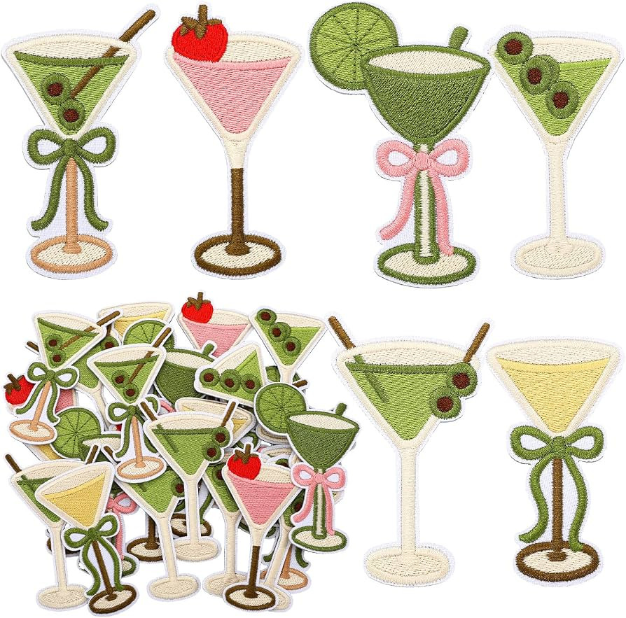 Dingion 24 Pcs Martini Embroidered Iron on Patches Set for Clothes Jeans Jackets Dress Baseball H... | Amazon (US)