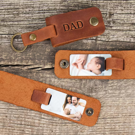 First time dad gift, leather photo keychain, Personalized gifts for dad, first time grandparent g... | Etsy (US)