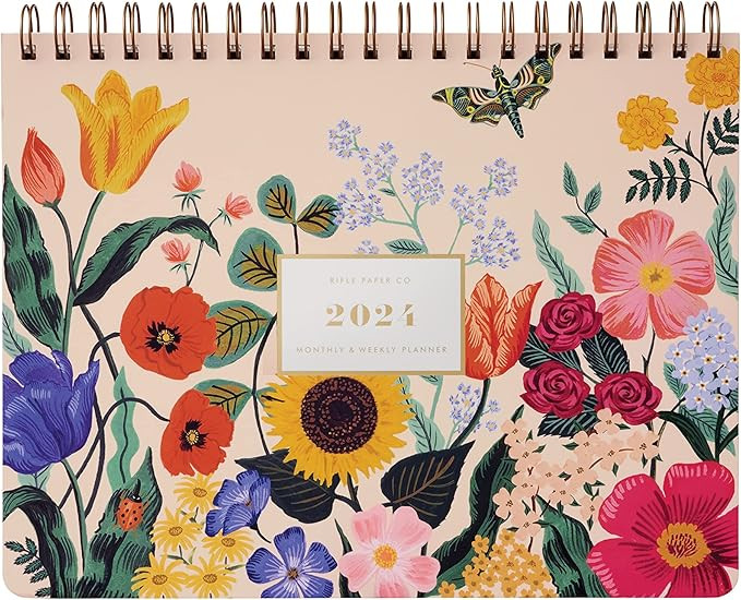 RIFLE PAPER CO. 2024 Blossom 12-Month Top Spiral Planner - Monthly and Weekly Dated Planner, Stur... | Amazon (US)