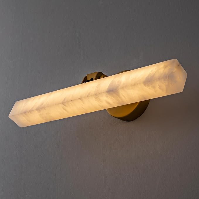 Modern Gold Picture Light, 18 in Alabaster Vanity Light Upgraded Material Spanish Natural Marble ... | Amazon (US)