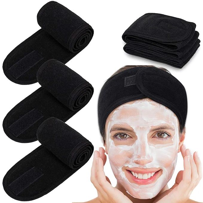 Spa Facial Headband Whaline Head Wrap Terry Cloth Headband 4 Counts Stretch Towel for Bath, Makeu... | Amazon (US)
