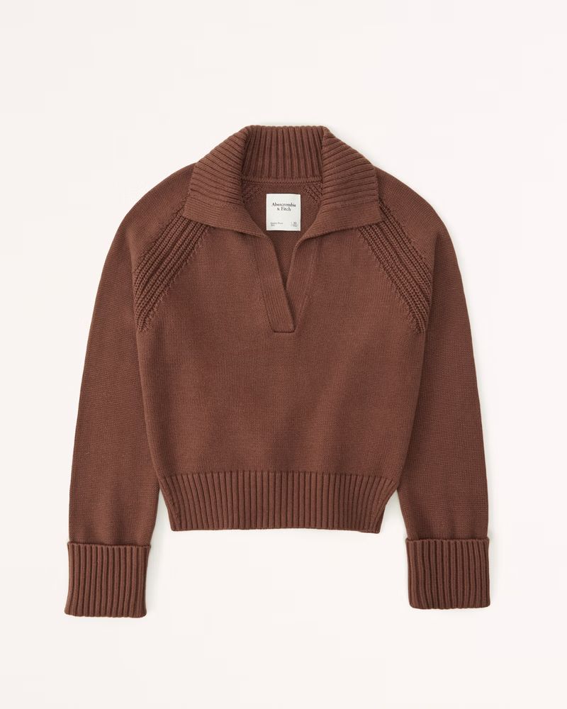 Abercrombie & Fitch Women's Notch-Neck Sweater in Brown - Size M | Abercrombie & Fitch (US)