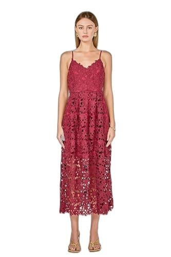 endless rose Women's Lace Midi Dress, Burgundy, S | Amazon (US)