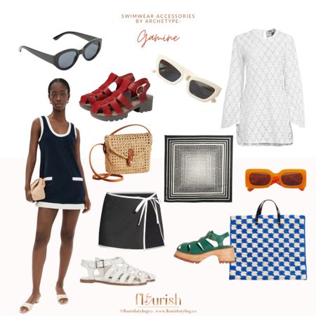 Are you a Gamine Style Archetype? Check out this round up of swimwear accessories that fit the bill for your personal style! 
#gamine #gaminestyle #summerfun

#LTKSwim #LTKSeasonal #LTKShoeCrush