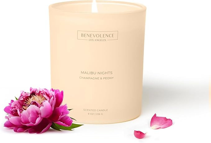 Champagne & Peony – Benevolence LA Scented Candle | 8oz, 45-Hour Burn | Natural Soy Wax, Cotton... | Amazon (US)