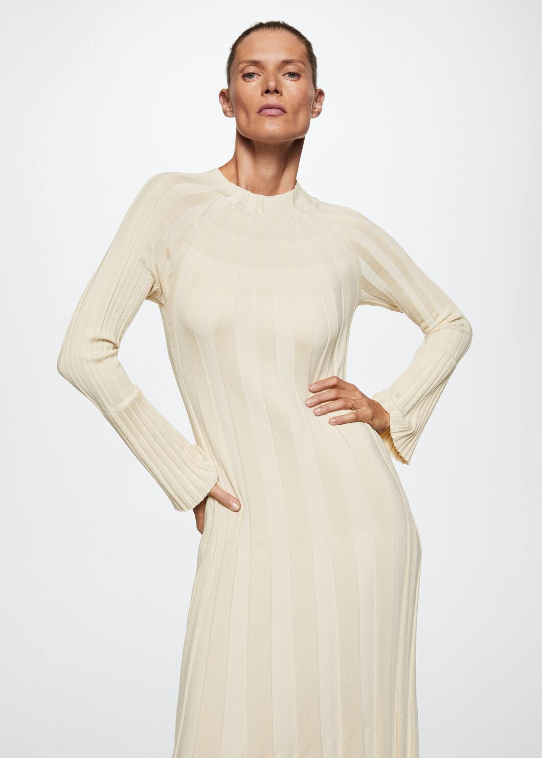 Perkins collar ribbed dress | MANGO (US)