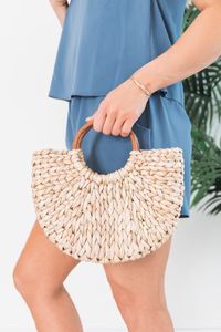 Secret Promises Straw Tan Crossbody Purse | The Pink Lily Boutique