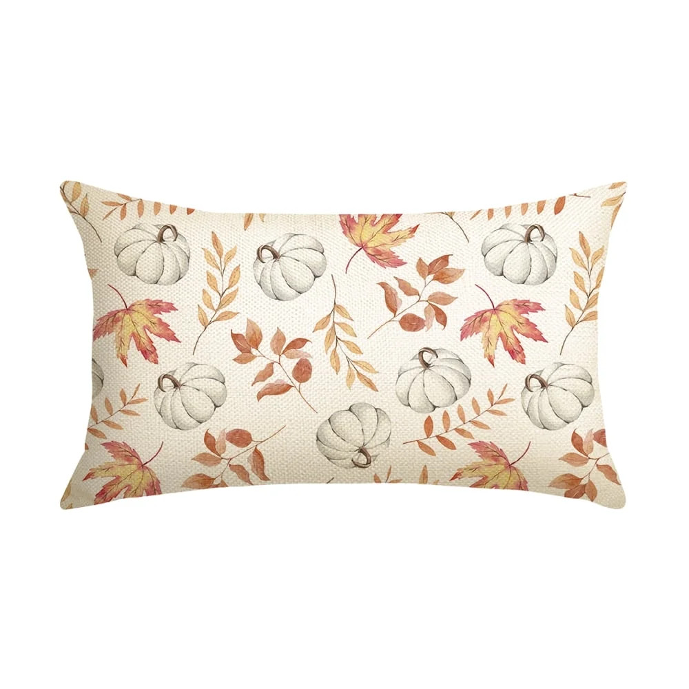 Smile Maple Leaves Pumpkin Fall Pillow Cover 18 x 18 Inch Orange | Walmart (US)