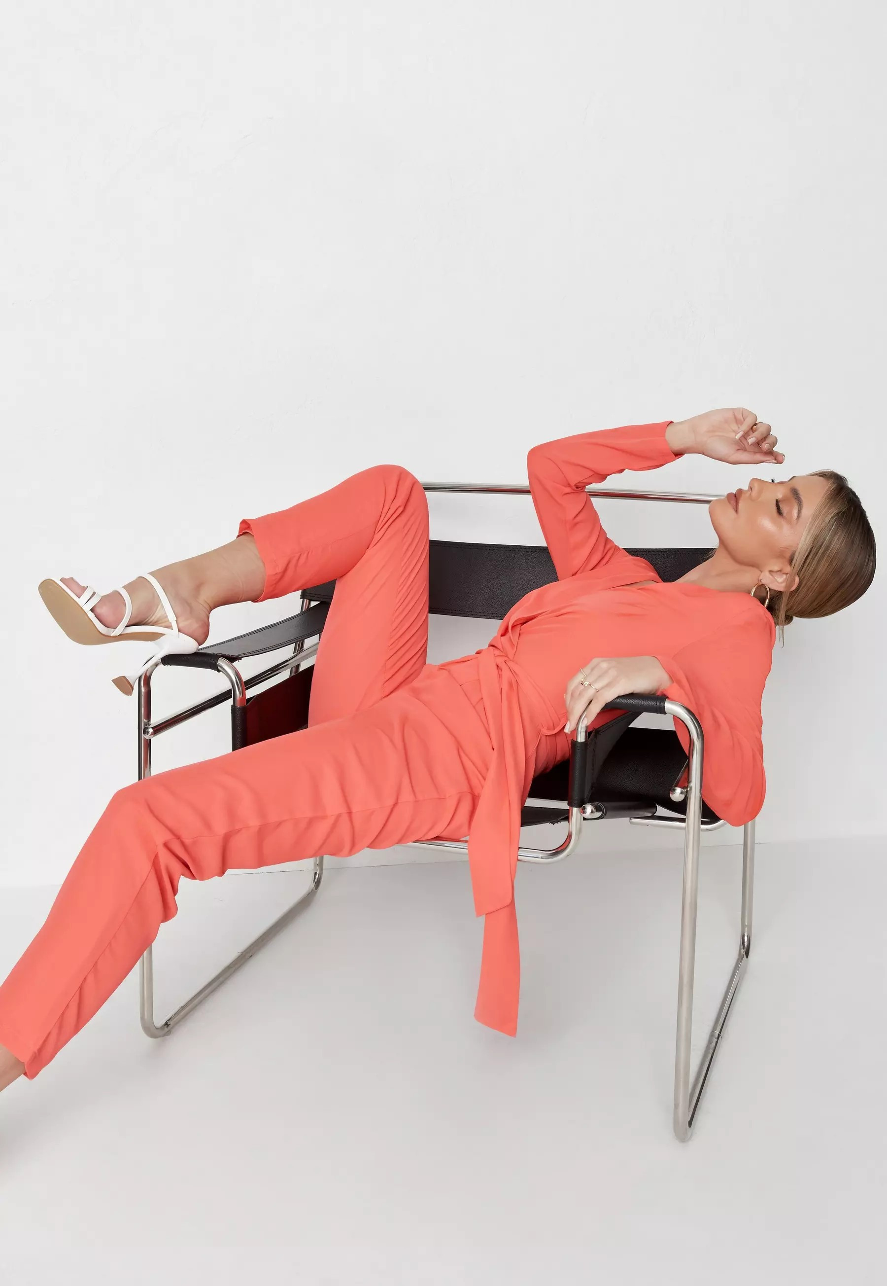 Coral Wrap Front Belted Jumpsuit | Missguided (US & CA)