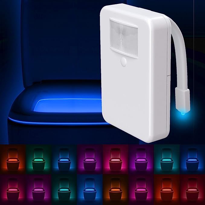 LumiLux Toilet Light with Motion Detection Sensor - 16-Color LED Bathroom Toilet Bowl Light (Whit... | Amazon (US)