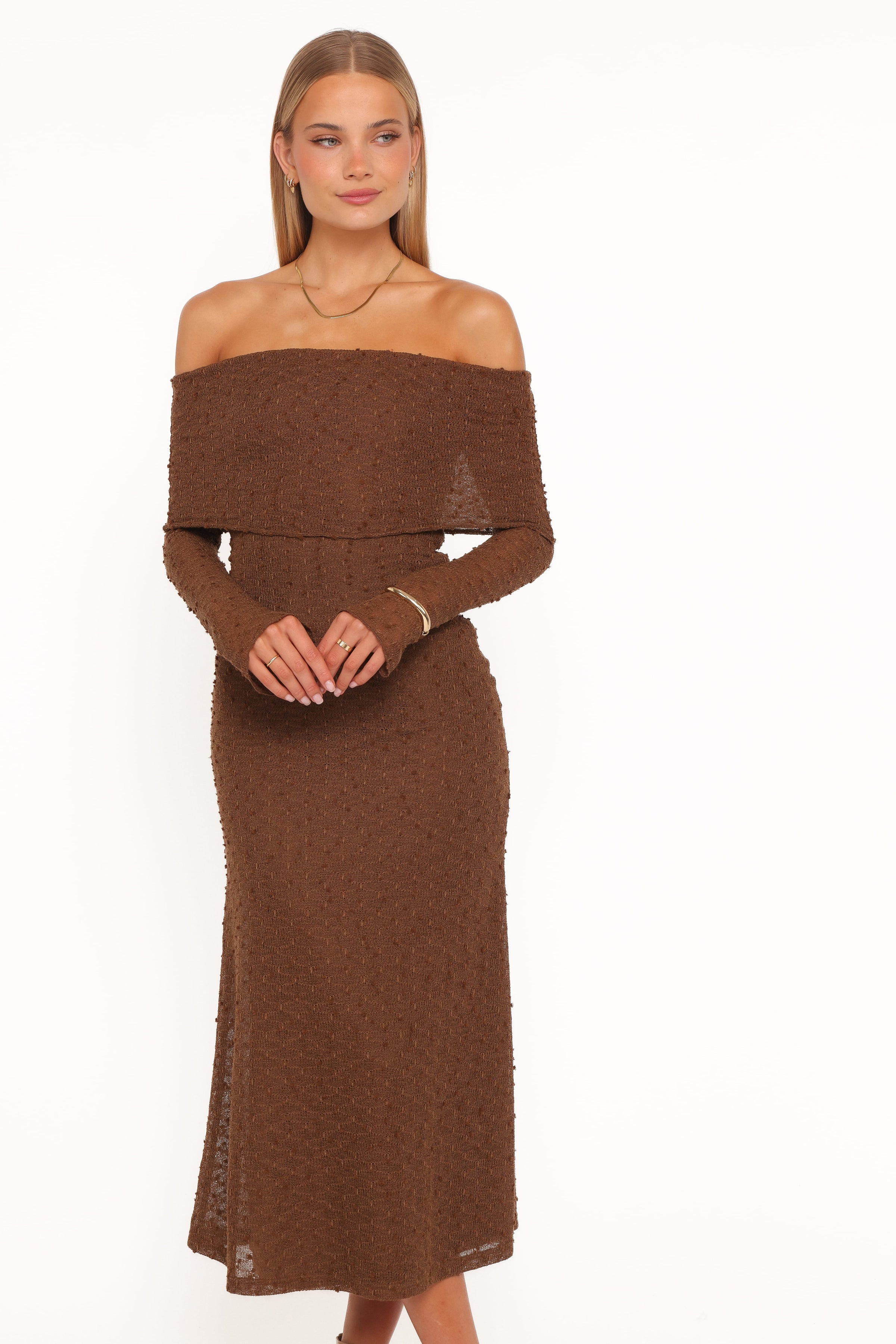 Wilma Off Shoulder Dress - Brown | Petal & Pup (US)