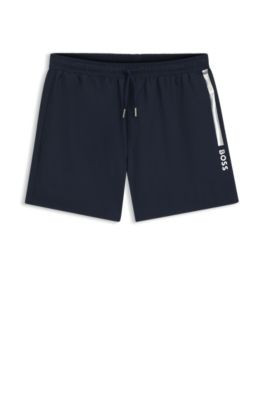 BOSS Swim shorts with foil-print logo - Dark Blue Men's Swim Shorts size L | Hugo Boss (US)